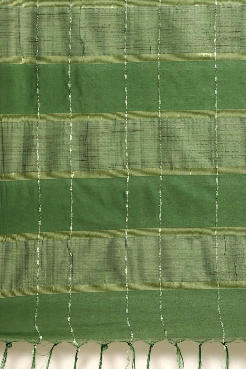 Buy Blended Silk Zari Woven Saree in Green Online - Side