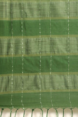 Buy Blended Silk Zari Woven Saree in Green Online - Side