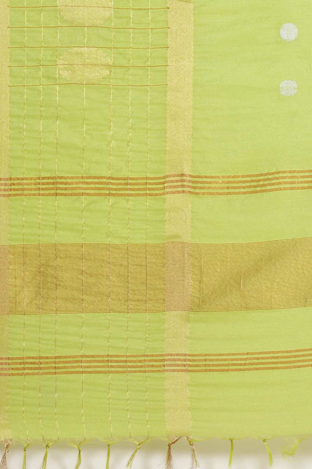 Buy Blended Silk Zari Woven Saree in Light Green Online - Side