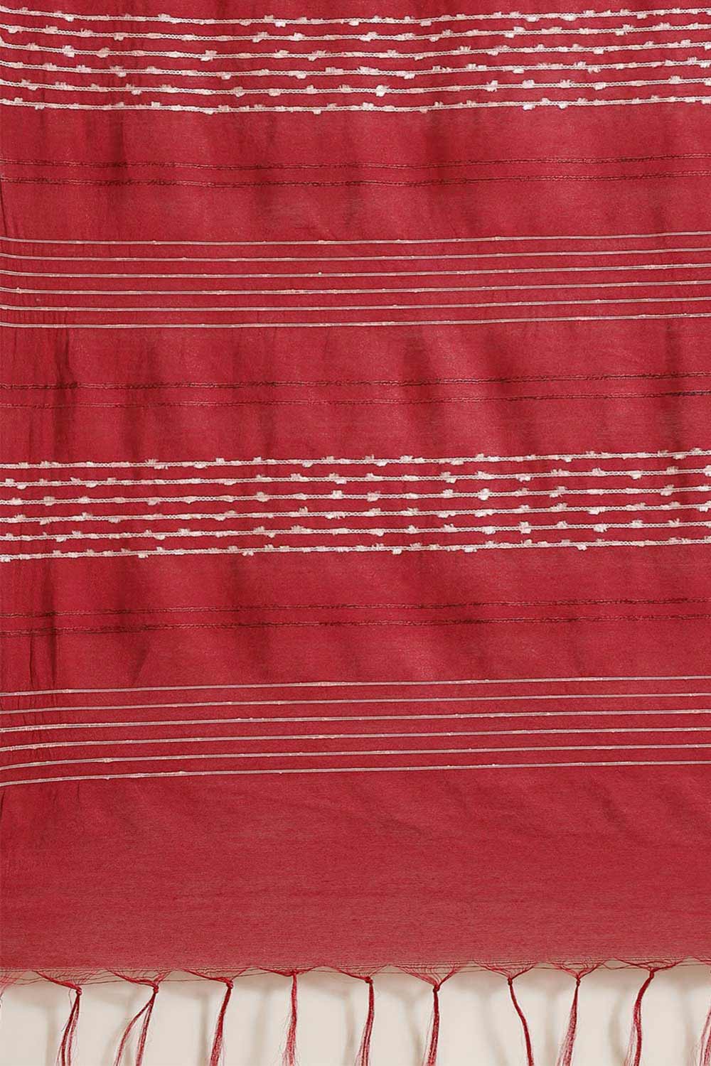 Buy Blended Silk Woven Saree in Maroon Online - Side