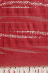 Buy Blended Silk Woven Saree in Maroon Online - Side