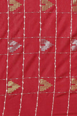 Buy Blended Silk Zari Woven Saree in Maroon Online - Front