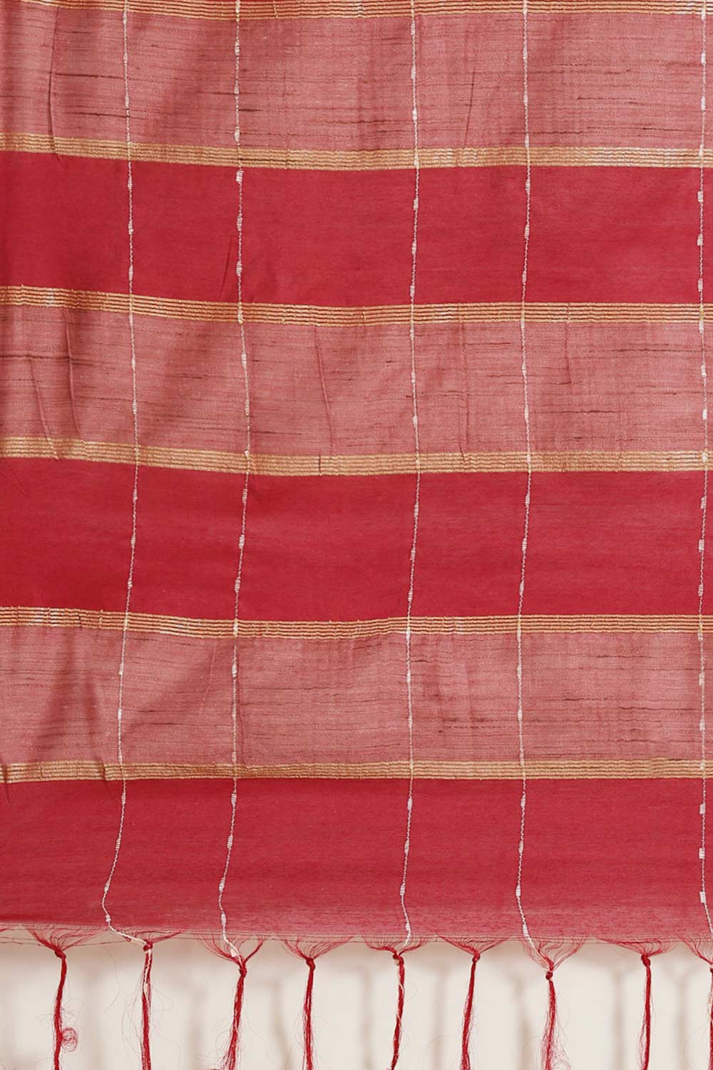 Buy Blended Silk Zari Woven Saree in Maroon Online - Side