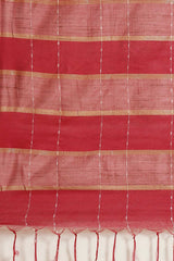 Buy Blended Silk Zari Woven Saree in Maroon Online - Side