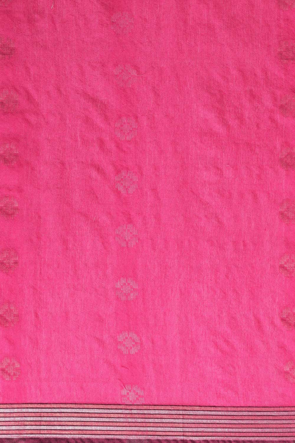 Buy Blended Silk Zari Woven Saree in Pink Online - Front