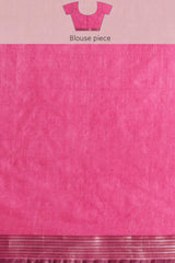 Buy Blended Silk Zari Woven Saree in Pink Online - Zoom Out