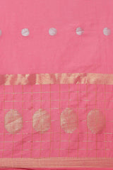 Buy Blended Silk Zari Woven Saree in Light Pink Online - Front