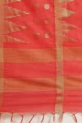 Buy Blended Silk Zari Woven Saree in Red Online - Side