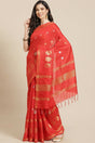 Buy Blended Silk Zari Woven Saree in Red Online