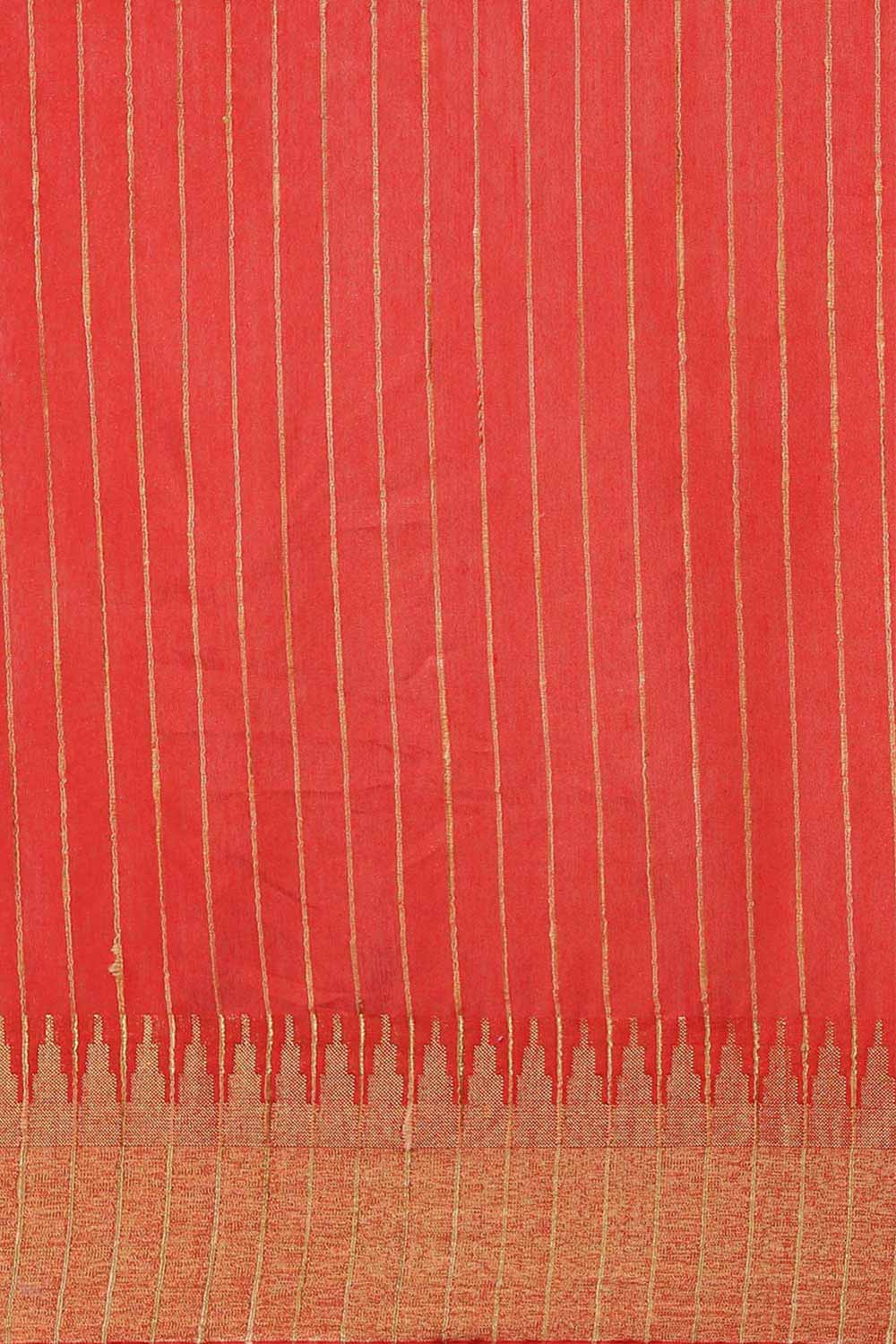 Buy Blended Silk Zari Woven Saree in Red Online - Front