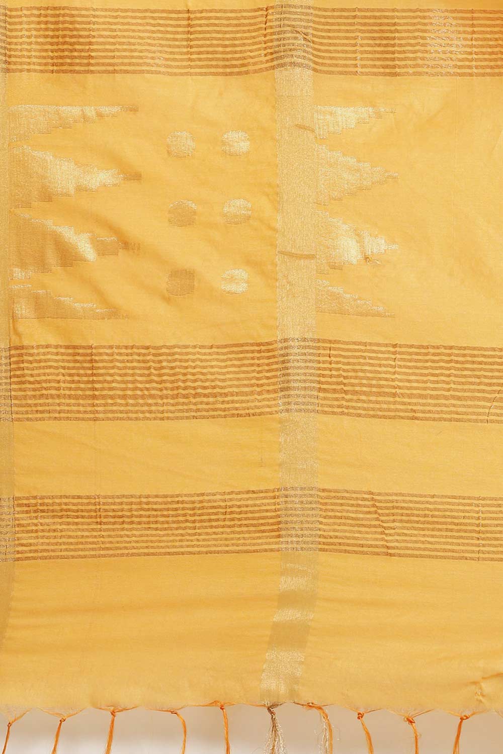 Buy Blended Silk Zari Woven Saree in Yellow Online - Side