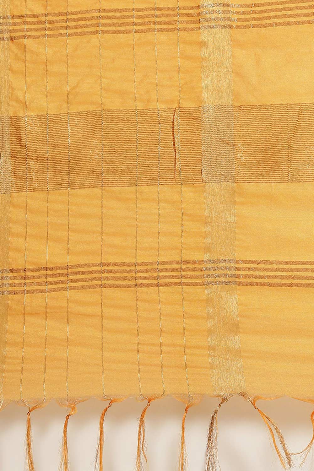 Buy Blended Silk Zari Woven Saree in Yellow Online - Side