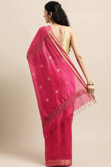 Buy MODAL SILK Zari Woven Saree in Pink Online - Back