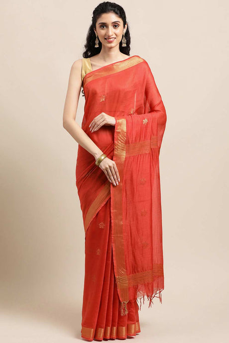 Buy MODAL SILK Zari Woven Saree in Red Online