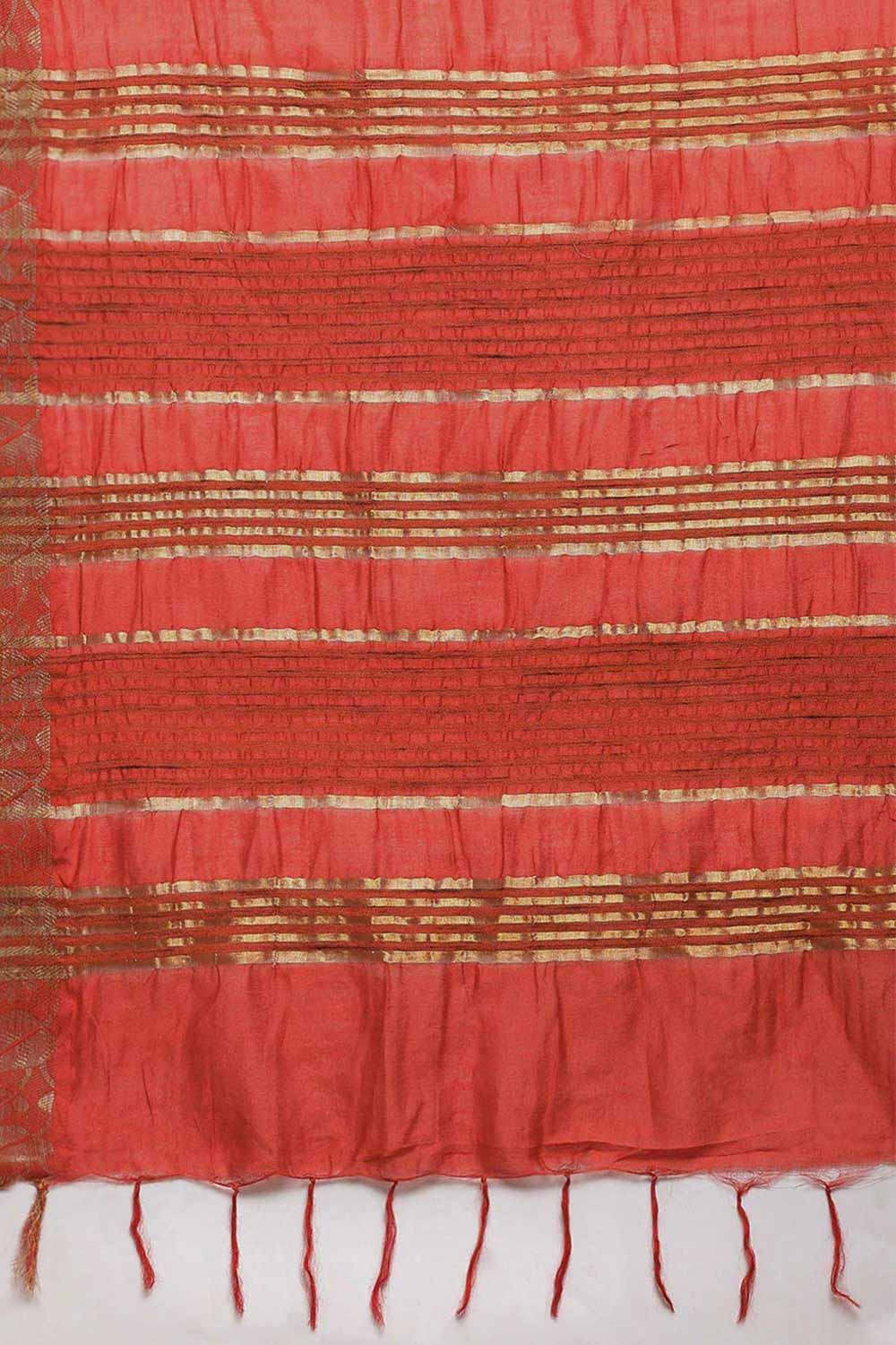 Buy MODAL SILK Solid Saree in Red Online - Side