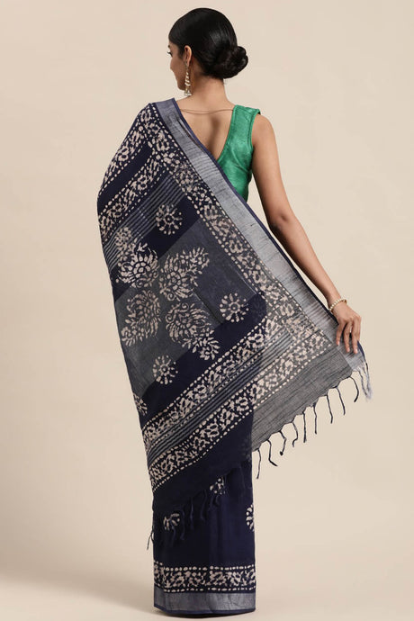 Blue Batik Print Saree