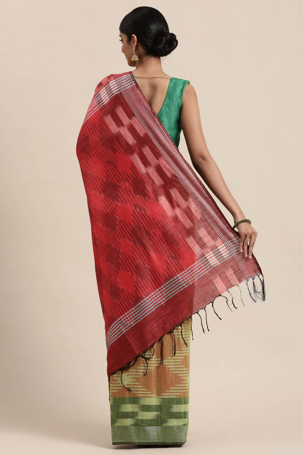 Brown Linen Woven Saree Online