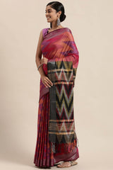 Buy Linen Woven Saree in Pink