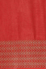 Buy Linen Blend Zari Woven Saree in Red Online - Front