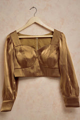 Copper Tissue Bishop Sleeves Padded Blouse