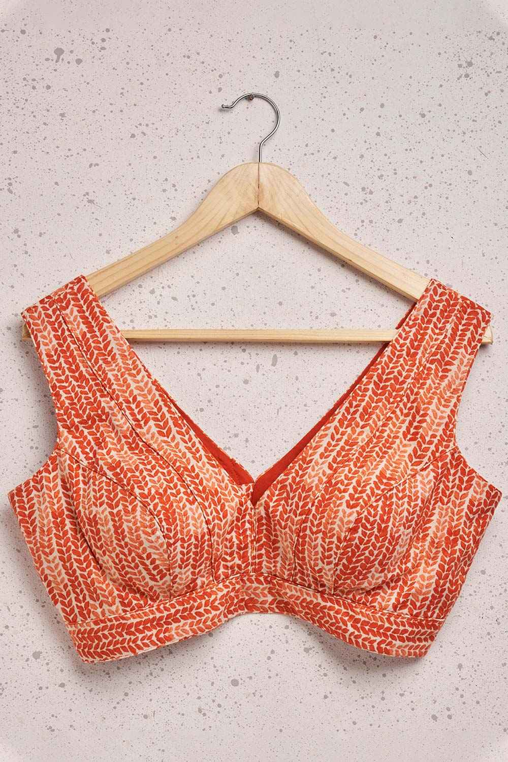 Orange Cotton Sleeveless Padded Blouse