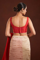 Red Silk Sleeveless Padded Blouse