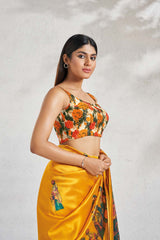 Yellow Silk Sleeveless Padded Blouse