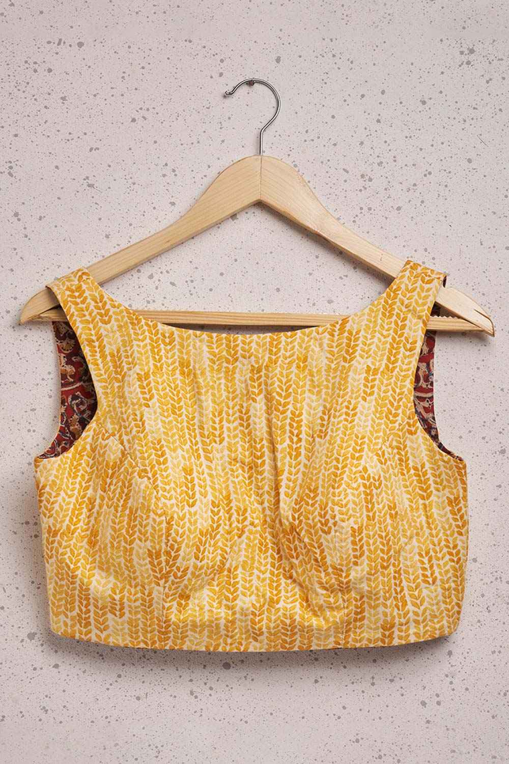 Yellow Cotton Sleeveless Padded Blouse