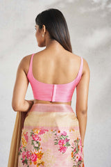 Pink Taffeta Sleeveless Padded Blouse