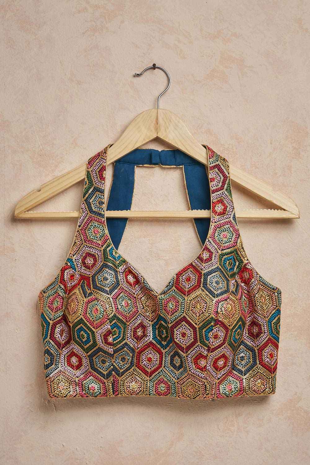 Multi Color Brocade Sleeveless Padded Blouse