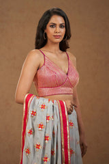 Pink Silk Sleeveless Padded Blouse