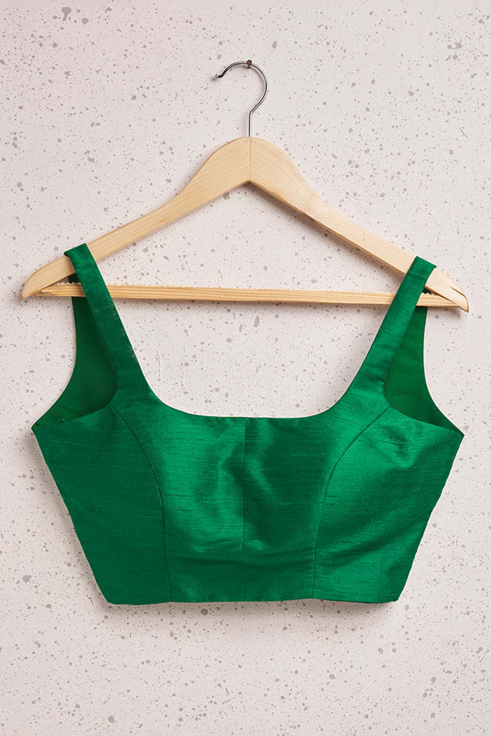 Green Dupion Sleeveless Padded Blouse