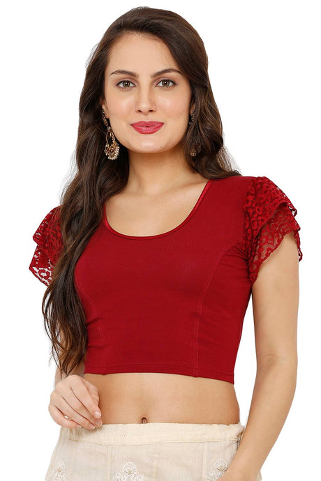Buy Cotton Lycra Solid Blouse in Maroon