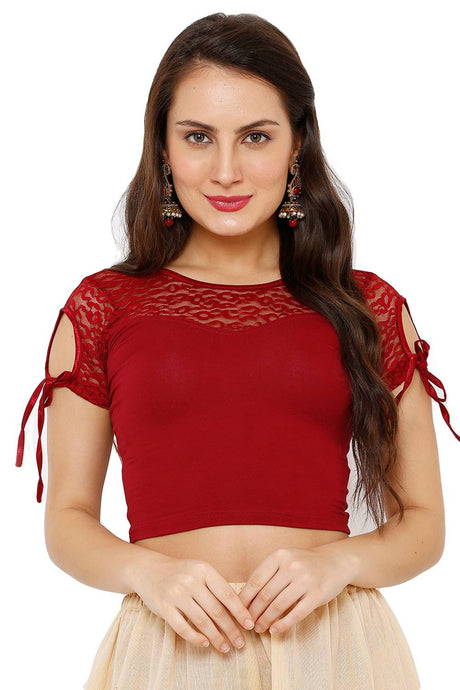 Buy Cotton Lycra Solid Blouse in Maroon