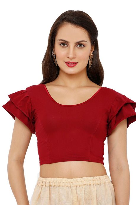 Buy Cotton Lycra Solid Blouse in Maroon