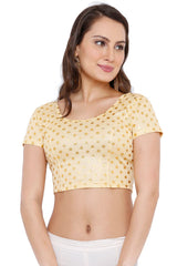 Buy Cotton Lycra Polka Dots Blouse in Gold