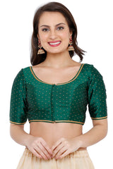 Buy Dupion Silk Woven Blouse in Green