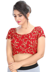 Buy Dupion Silk Embroidered Blouse in Red