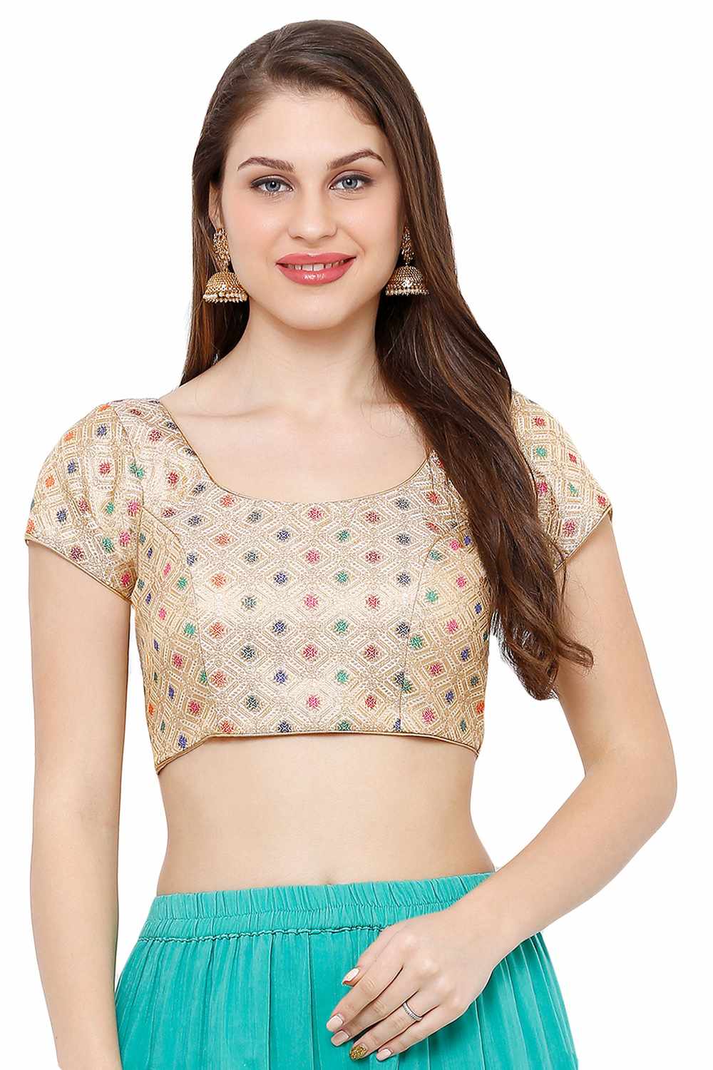 Buy Chanderi Silk Woven Blouses in Multi-Color