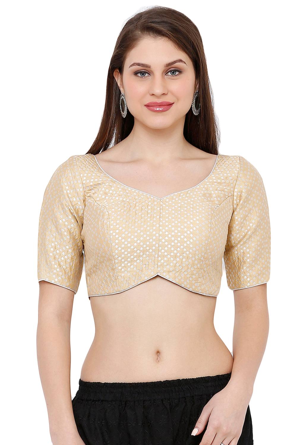 Buy Dupion Silk Woven Blouses in Gold