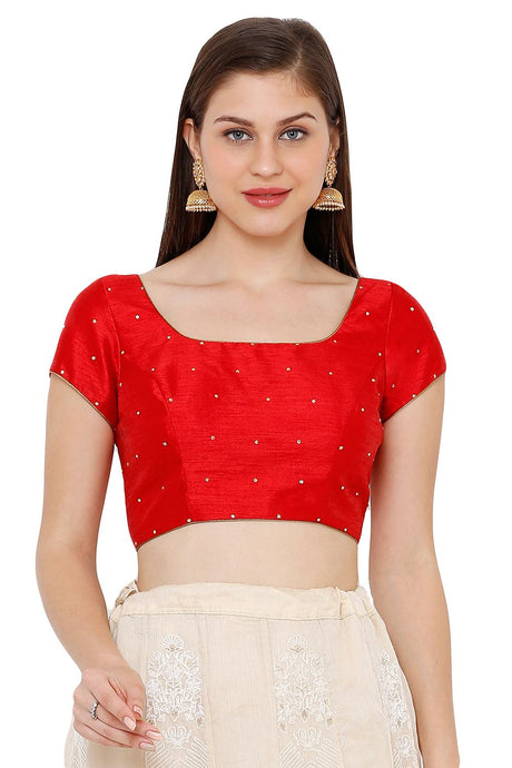 Buy Dupion Silk Solid Blouses in Red