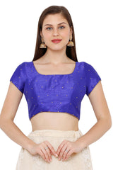 Buy Dupion Silk Solid Blouses in Blue