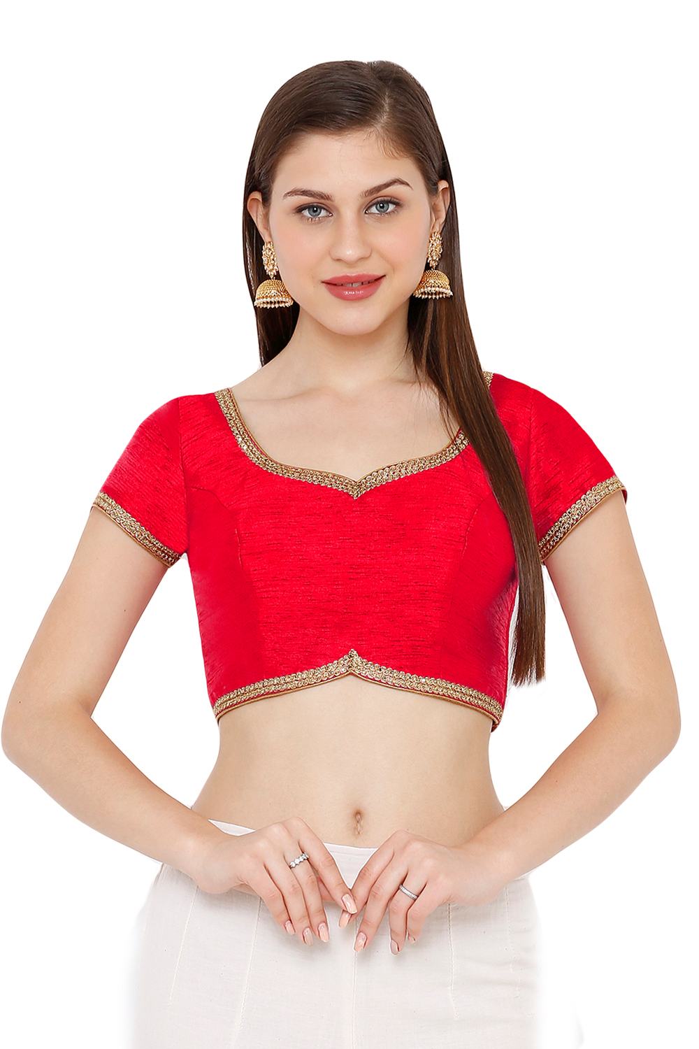 Buy Dupion Silk Solid Blouses in Red