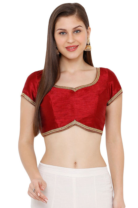 Buy Dupion Silk Solid Blouses in Maroon