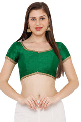 Buy Dupion Silk Solid Blouses in Green