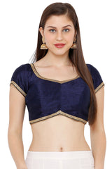 Buy Dupion Silk Solid Blouses in Navy Blue