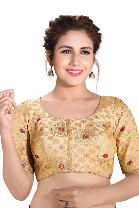 Buy Dupion Silk Woven Blouses in Gold
