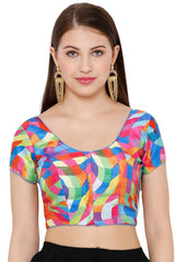 Buy Silk Blend Abstrat Print Blouses in Multi-Color