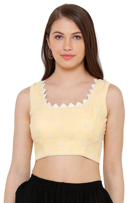 Buy Blended Cotton Woven Blouses in Yellow