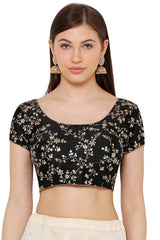 Buy Art Silk Embroidered Blouse in Black